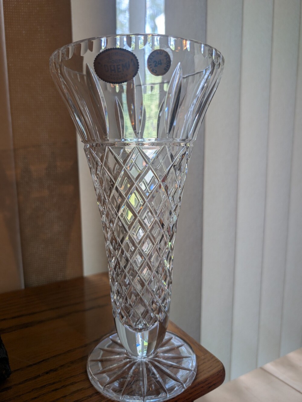 NEW 10" Vase Bohemian Cristal Au Plomb 24%